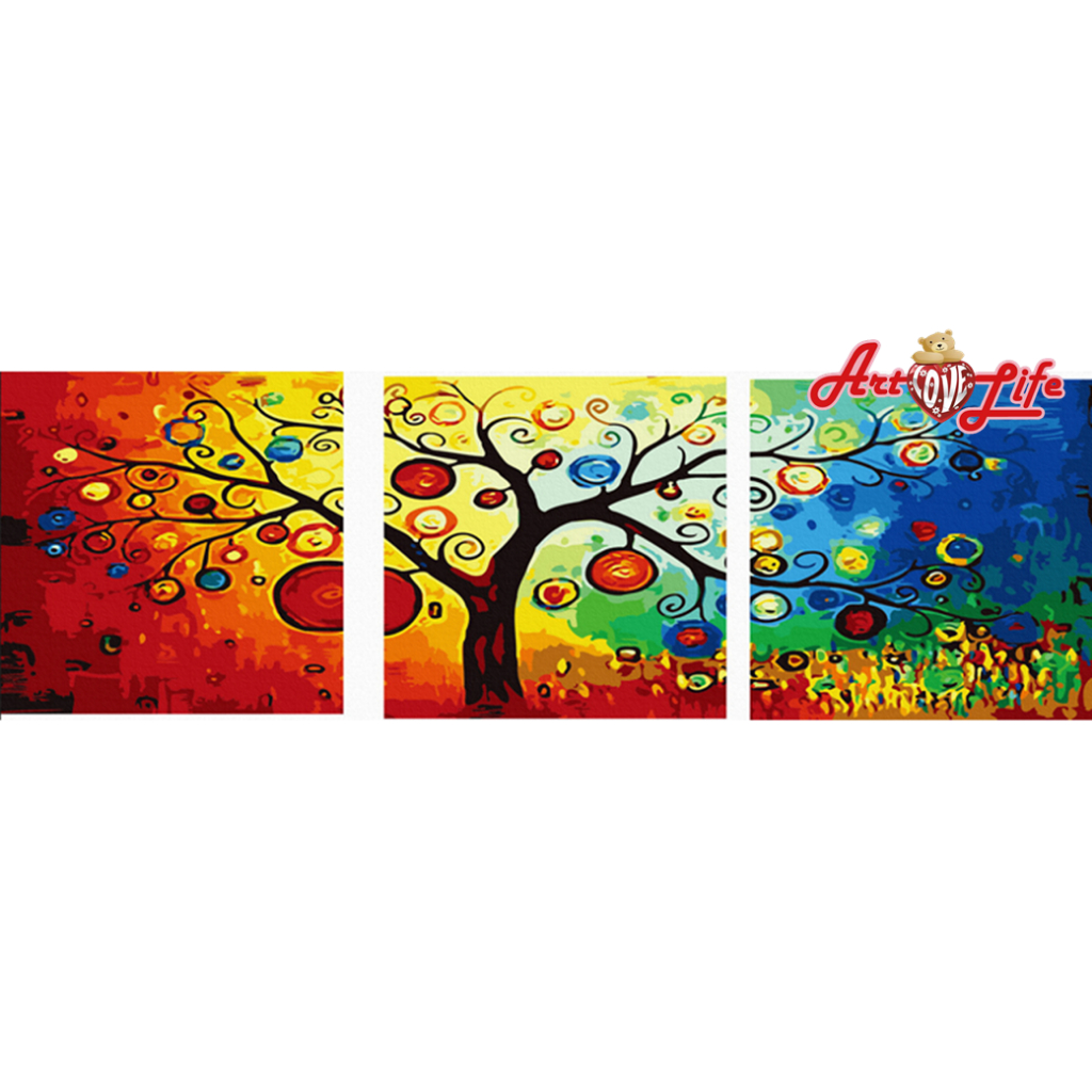【ArtLife 藝術生活】93037發財樹_50x50cmx3幅含框 DIY 數字油畫 彩繪 全館現貨