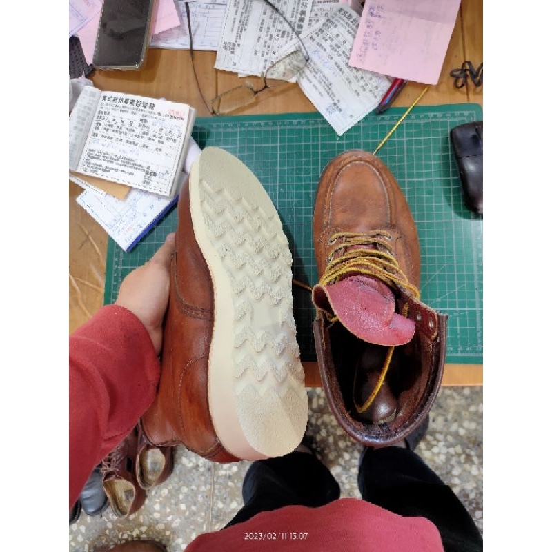 Timberland，RedWing天柏倫靴 換白底修鞋，修理鞋底