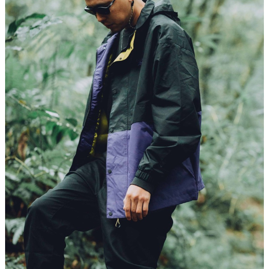 【零碼M】Reebok RETRO OUTDOOR WOVEN 風衣外套 黑紫 防潑水 刺繡 拼接 男款 HB9670