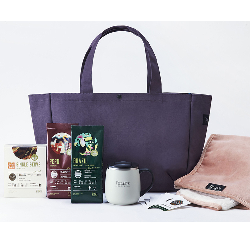 日本限定 TULLY's COFFEE 咖啡杯水壺雨傘手機夾層袋 單肩側背托特包 手提袋通勤包媽媽包帆布袋（TBT11）