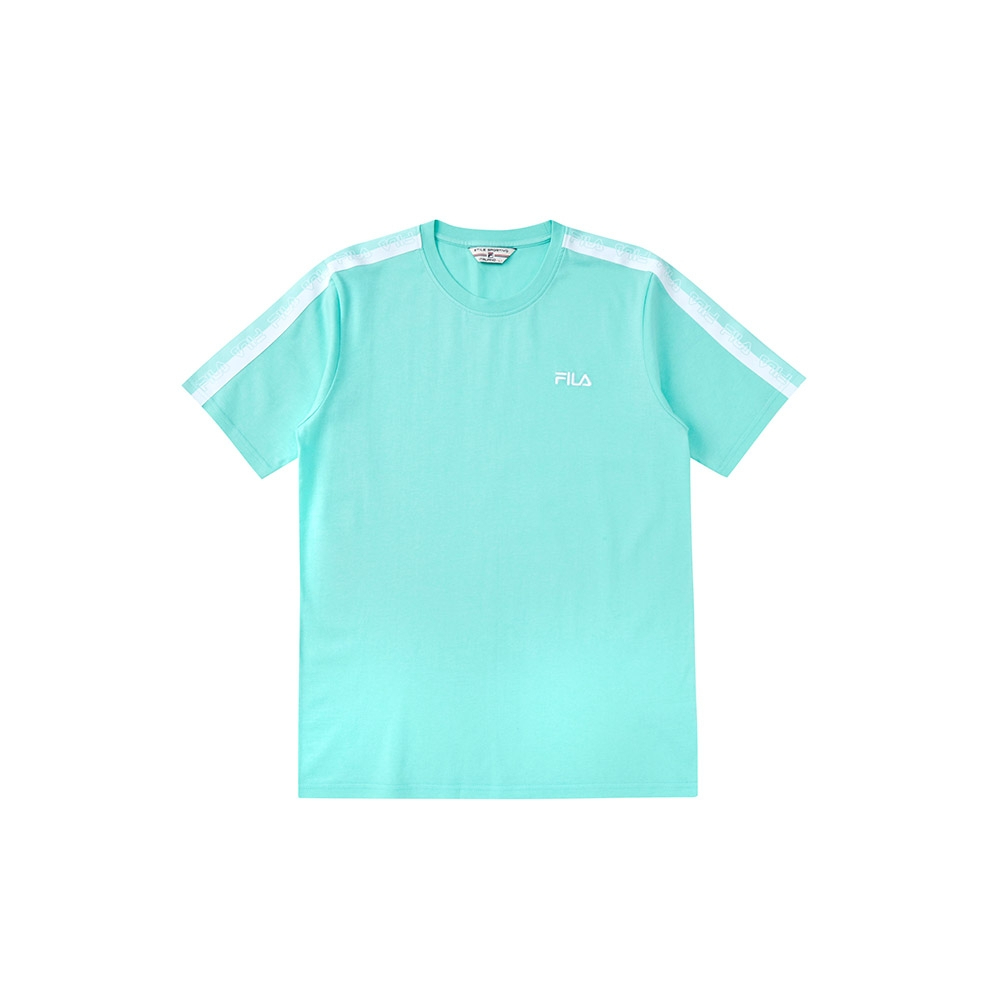 FILA  舞臨盛會 中性 潮流織帶短袖T恤 粉綠 1TEX-1410-GN【KAORACER】