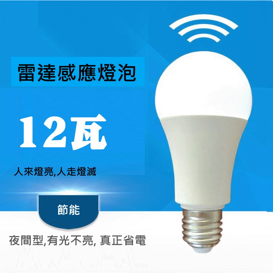 LED 三防雷達感應燈泡 12W E27 LED微波雷達感應燈泡 燈泡 防盜燈泡 感應燈 感應燈球