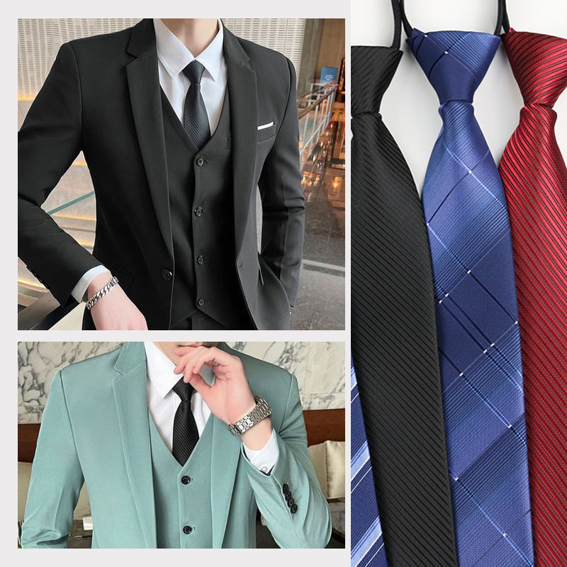 【YOHO】拉鍊領帶 懶人領帶 8cm自動領帶 求職面試婚禮業務專用領帶 經典款式 送禮