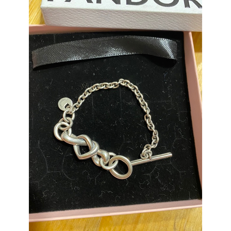 專櫃正品Pandora 16公分愛心扭結手鏈