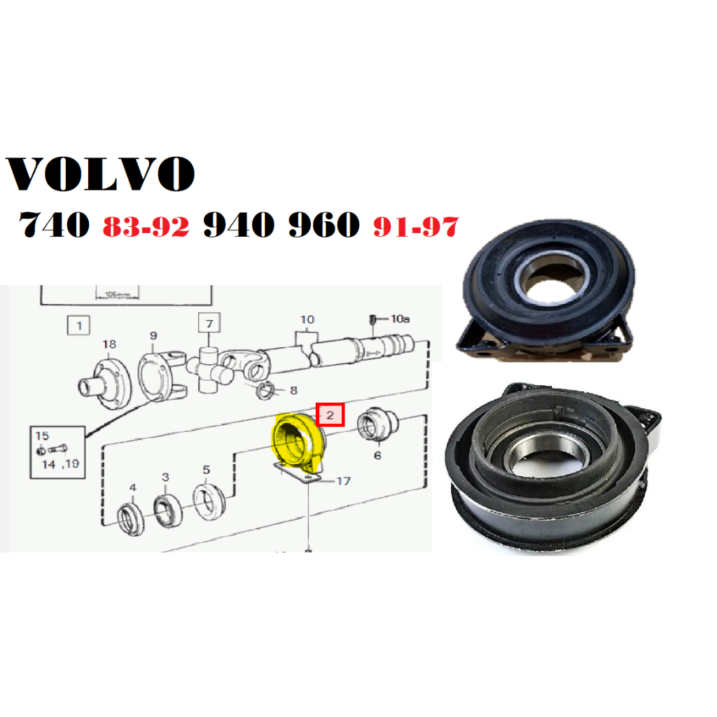 VOLVO 740 760 ID45 83-92 940 960 91-97傳動軸中間吊架-加強版MIT
