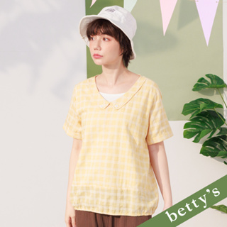 betty’s貝蒂思(21)假2件格紋布短袖上衣(淺黃)