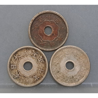 幣214 日本大正10.12年5錢硬幣 共3枚