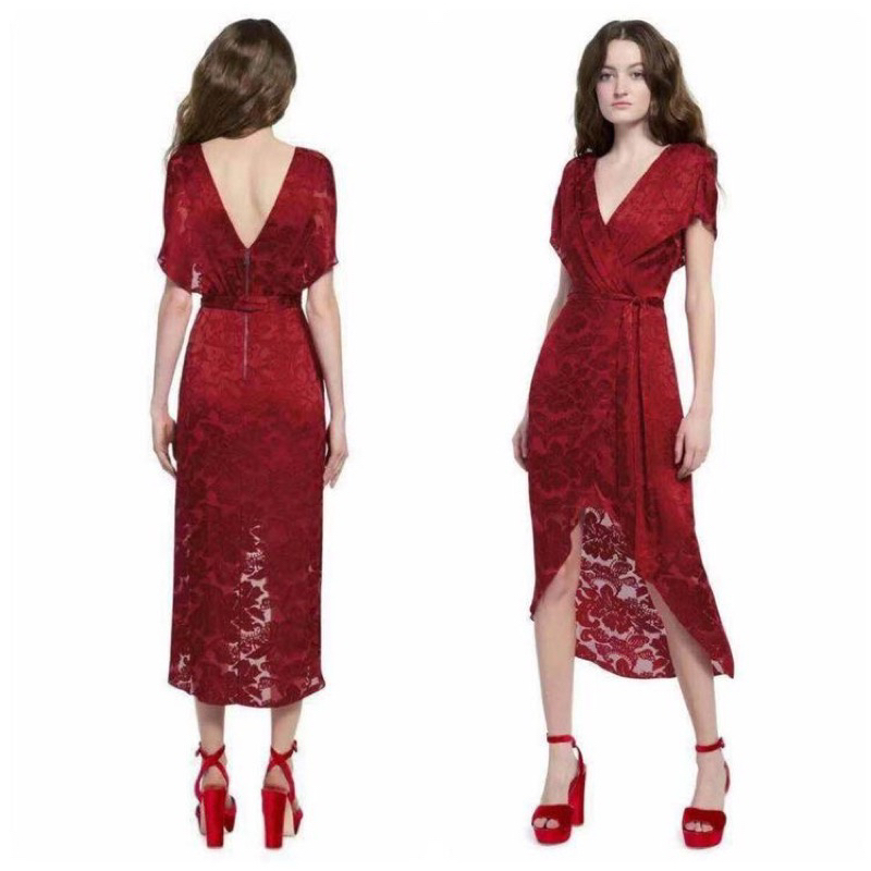 Alice Olivia Darva red floral 洋裝 Size 2