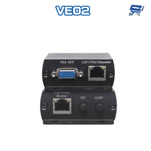 昌運監視器 VE02 1進2出 VGA 分配 CAT5e 延長器 最遠距離達300M 停產 (請來電洽詢)