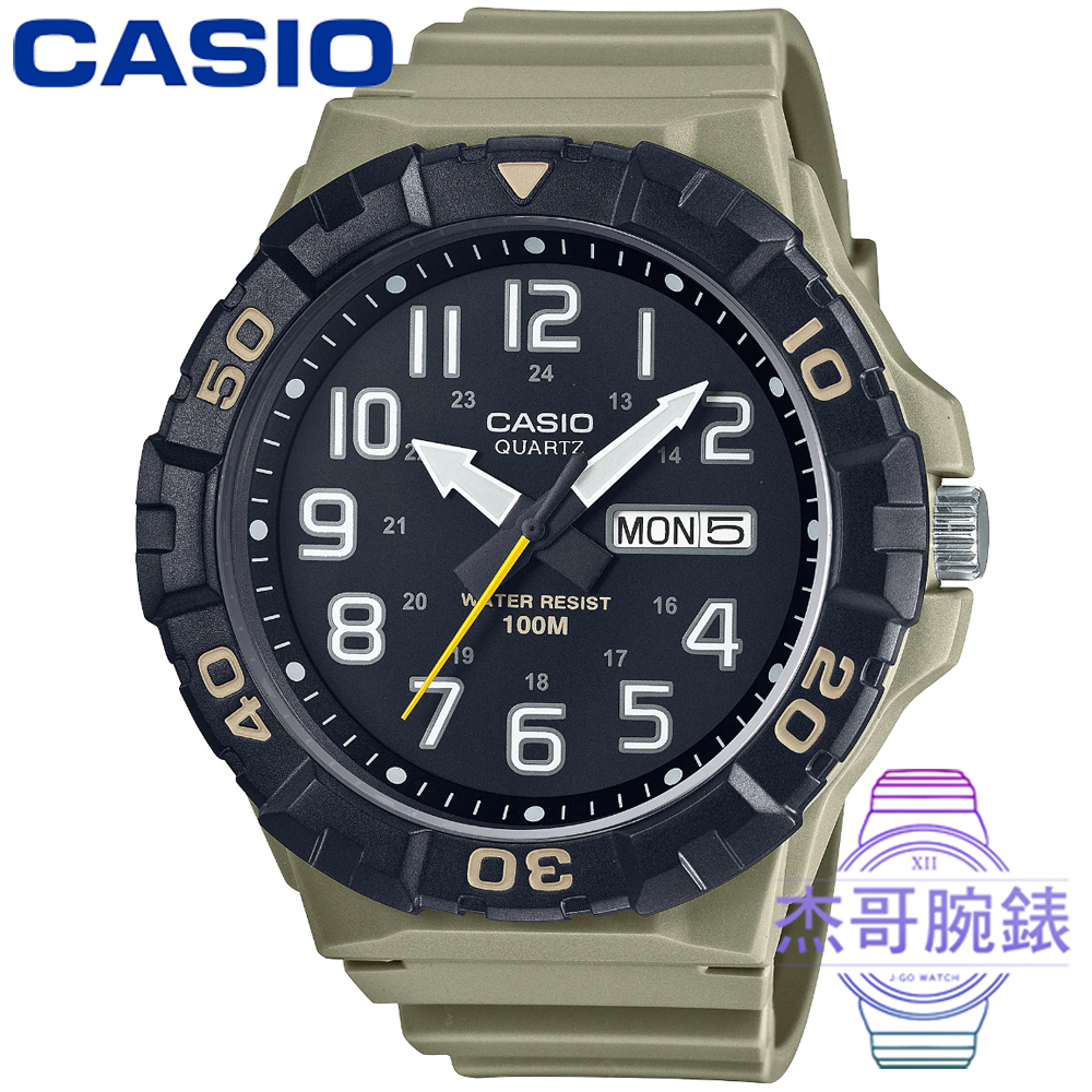 【杰哥腕錶】CASIO 卡西歐超大錶徑運動錶-黑面棕色錶帶 / MRW-210H-5A (台灣公司貨)