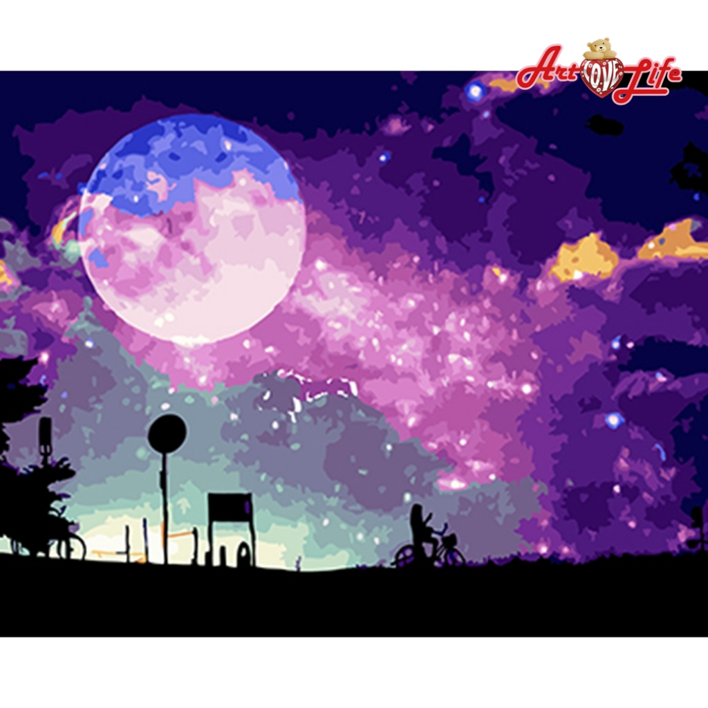 【ArtLife 藝術生活】DTR156星空月夜_50x65cm含框 DIY 數字油畫 彩繪 全館現貨
