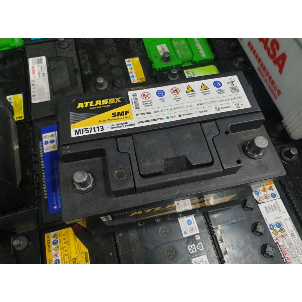 (二手中古電池) ATLASBX 57113(56638加強) 免保養汽車電池 數值漂亮，品項優 歐系車專用