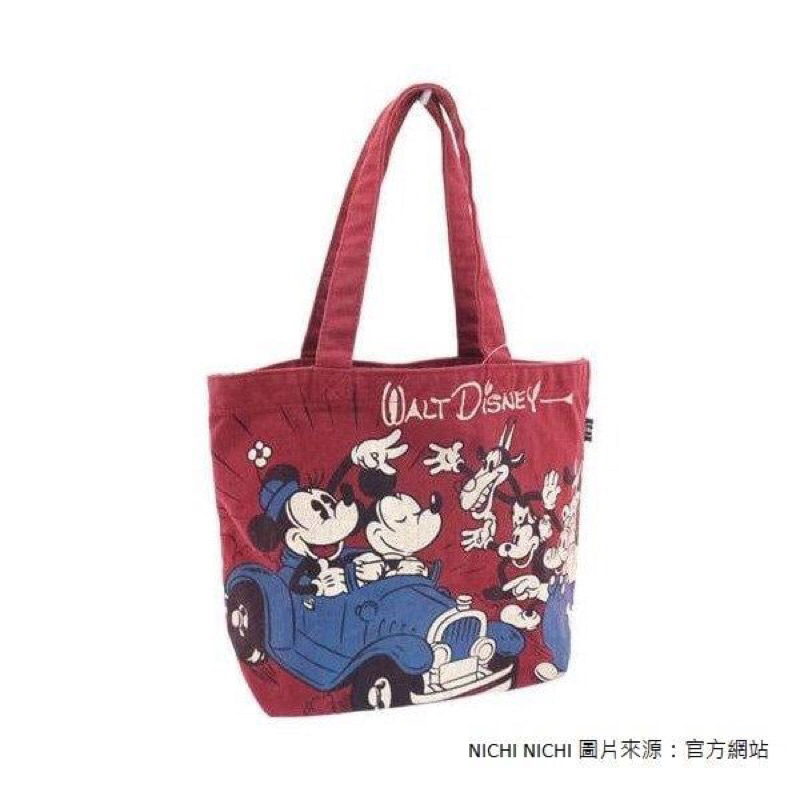 日本🇯🇵￼Mickey &amp; Minnie 米奇&amp;米妮 復古帆布 紅色 手提袋