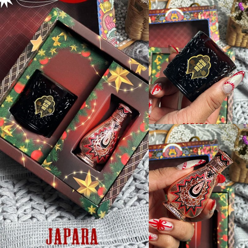 免運泰國JAPARA黑玫瑰 新年雙套組禮盒(香氛蠟燭60g+黑玫瑰小香3ml)