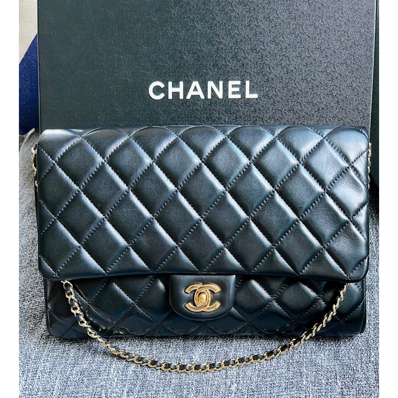 🉑️刷卡分期 [二手現貨] Chanel 經典羊皮黑金口蓋包 2.55 CF 25