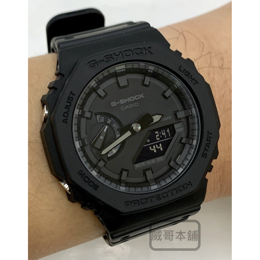 【威哥本舖】Casio台灣原廠公司貨 G-Shock GA-2100-1A1 農家橡樹 黑魂八角雙顯錶 GA-2100