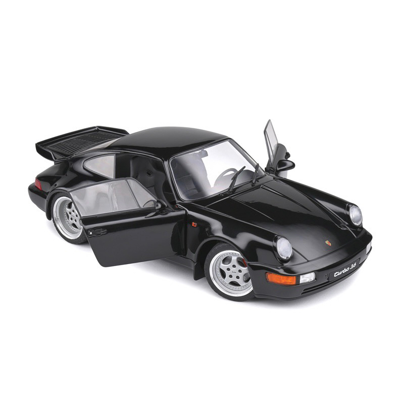 保時捷1:18  Solido Porsche 黑色964 turbo3.6合金可開車模型