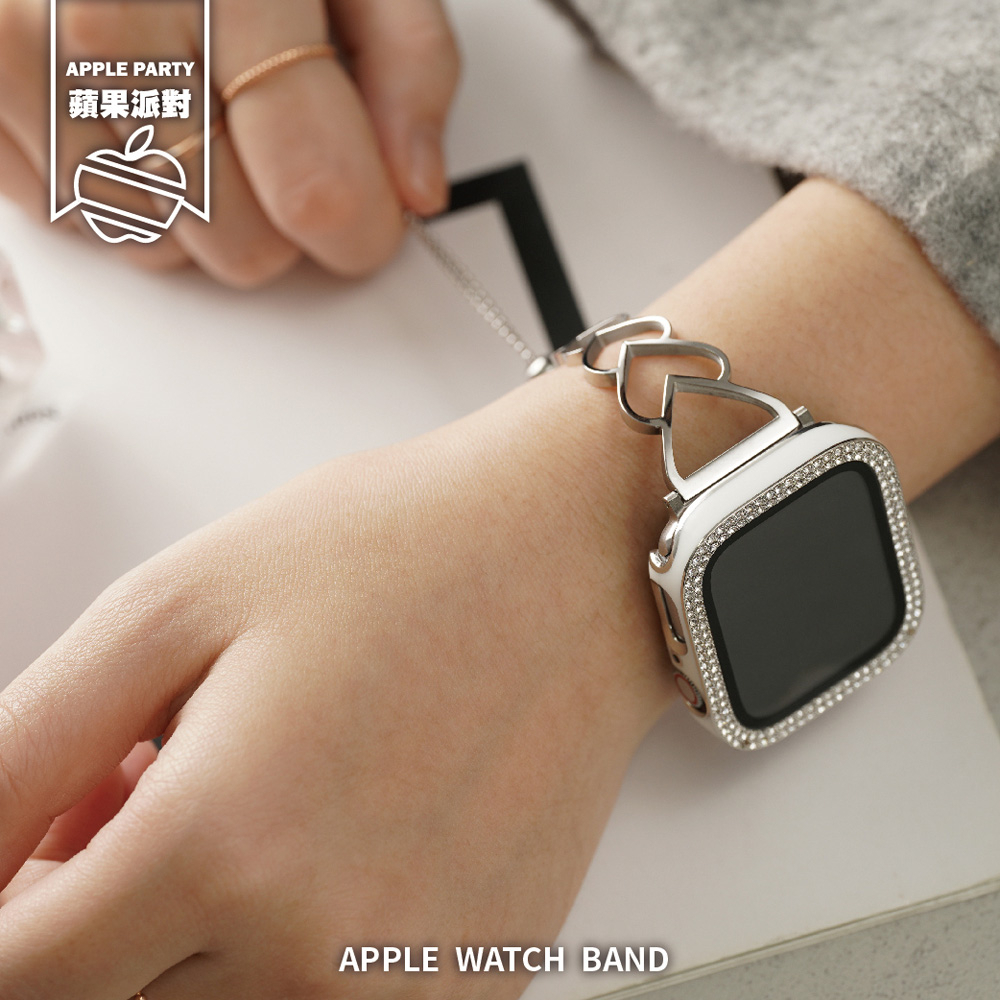【Apple Party】鏤空愛心金屬 Apple watch錶帶 Ultra S8 S7 S6 S5 SE SE2