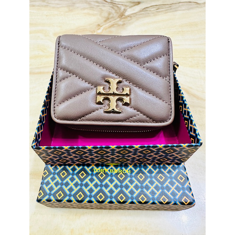 Tory Burch TB女用短夾 羊皮菱格 咖啡色