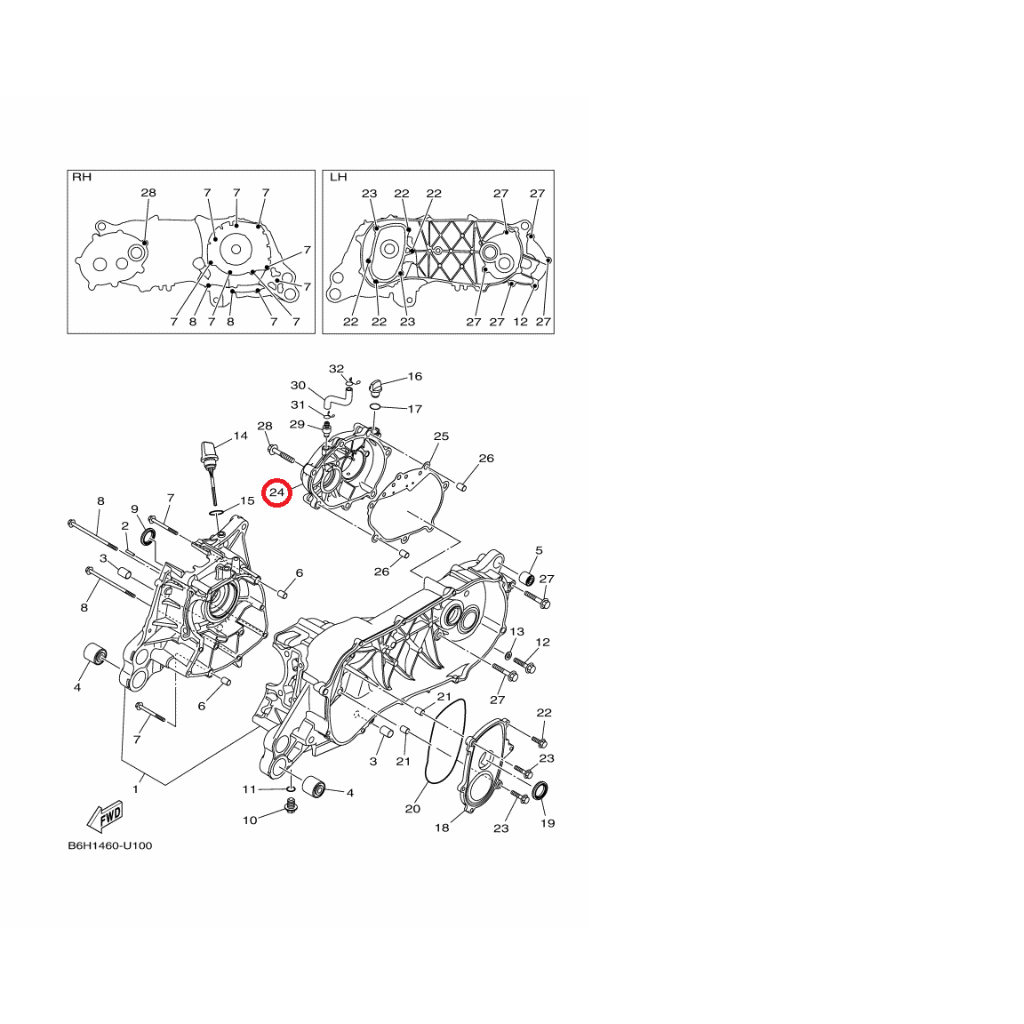 YAMAHA 原廠 新勁戰 六代 BWS 七期 FOCRE 2.0 曲軸箱蓋2 料號：B8R-E5421-00