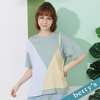 betty’s貝蒂思(21)條紋拼接裝飾吊帶上衣(共二色)