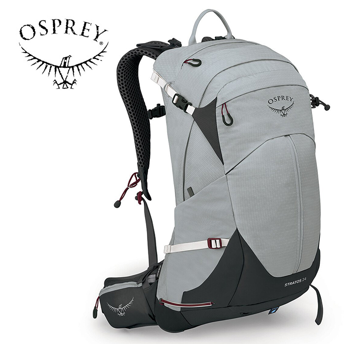 【Osprey 美國】Stratos 24 透氣網架健行登山背包 24L 男款 煙霧灰｜登山背包 健行背包 運動背包