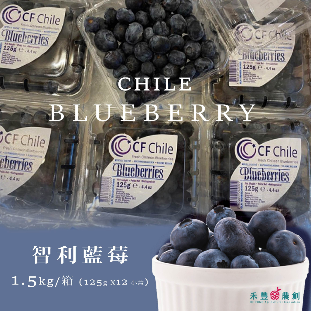 【禾豐農創】智利藍莓1.5公斤原裝箱(12小盒)l進口水果禮盒l藍莓禮盒l 祕魯藍莓