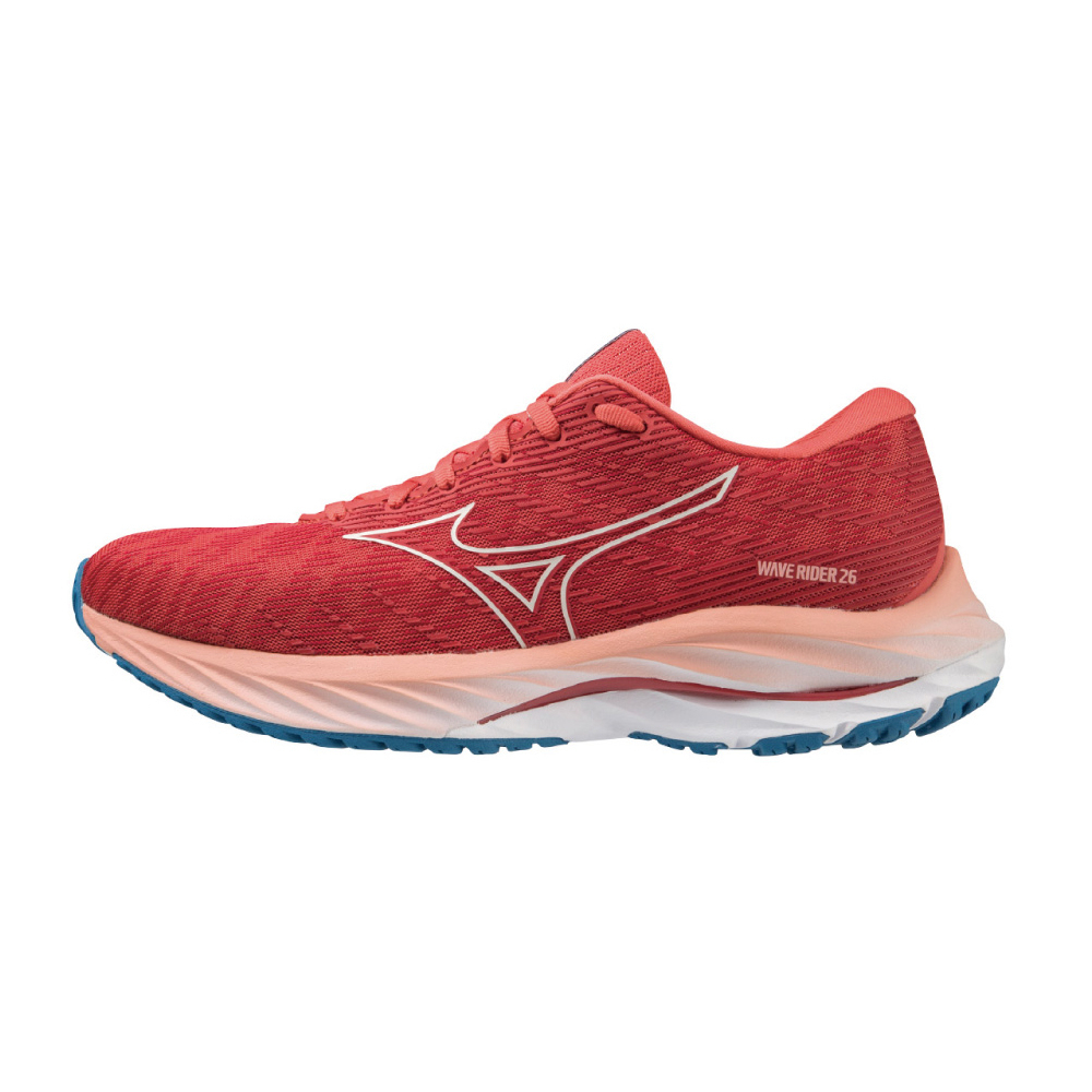 MIZUNO 美津濃 WAVE RIDER 26 一般楦 女款 慢跑鞋 橘 J1GD220375