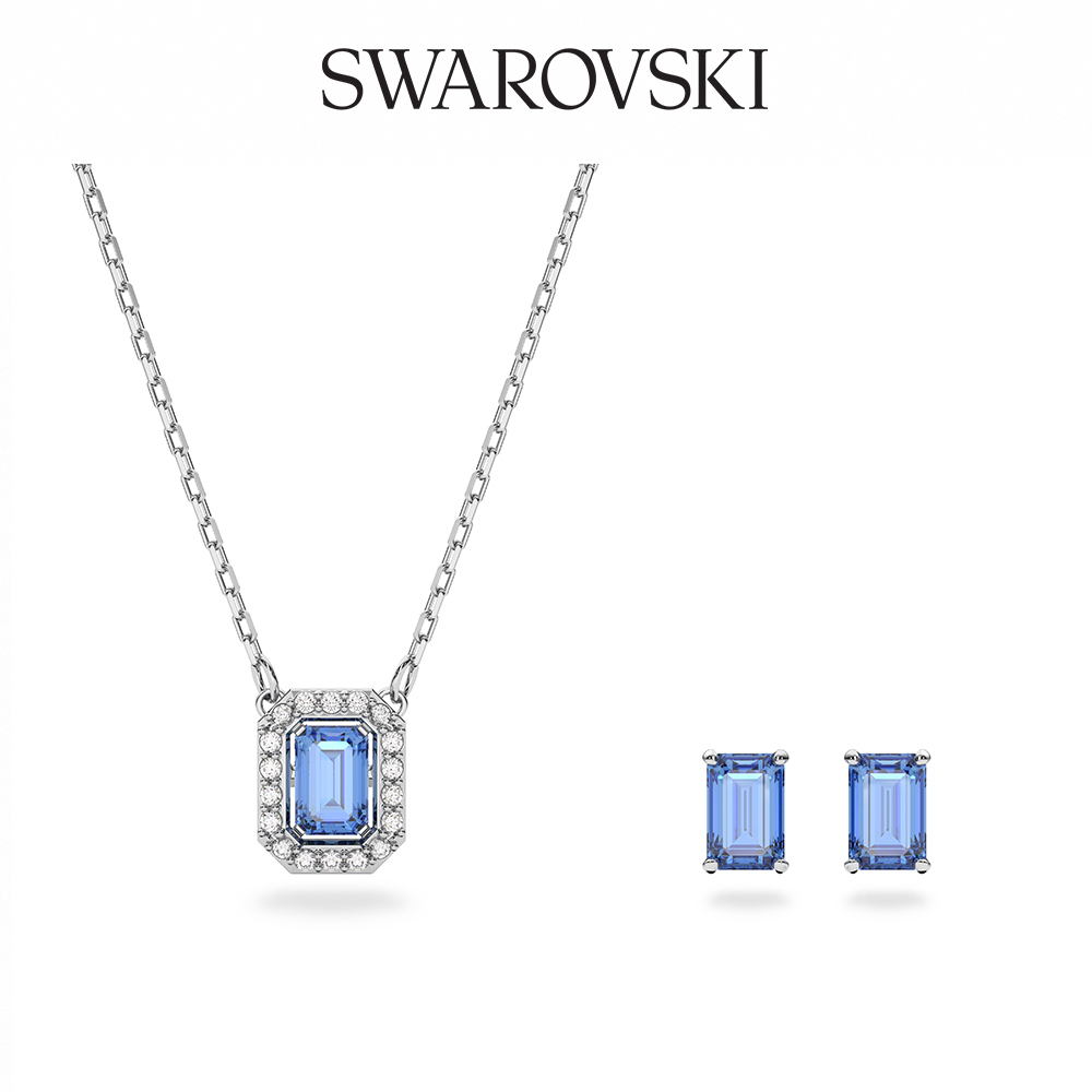 SWAROVSKI 施華洛世奇 Millenia 套裝, 八角形切割, 藍色, 鍍白金色