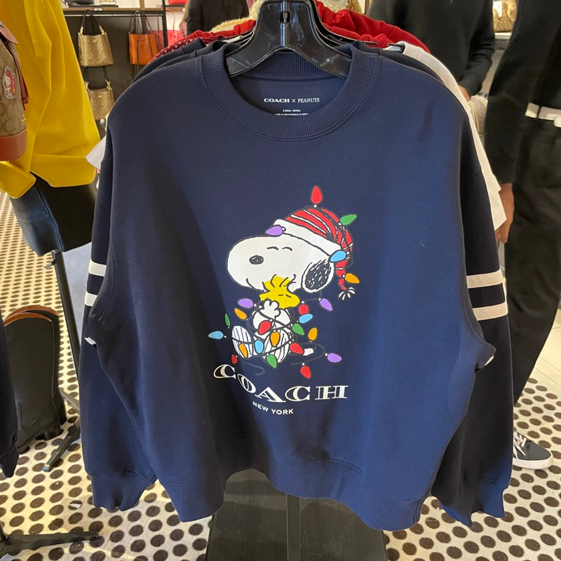 免運✨台灣現貨✨美國🇺🇸Coach outlet peanuts史奴比 snoopy長袖 大學T上衣 冬季 服飾 薄刷毛