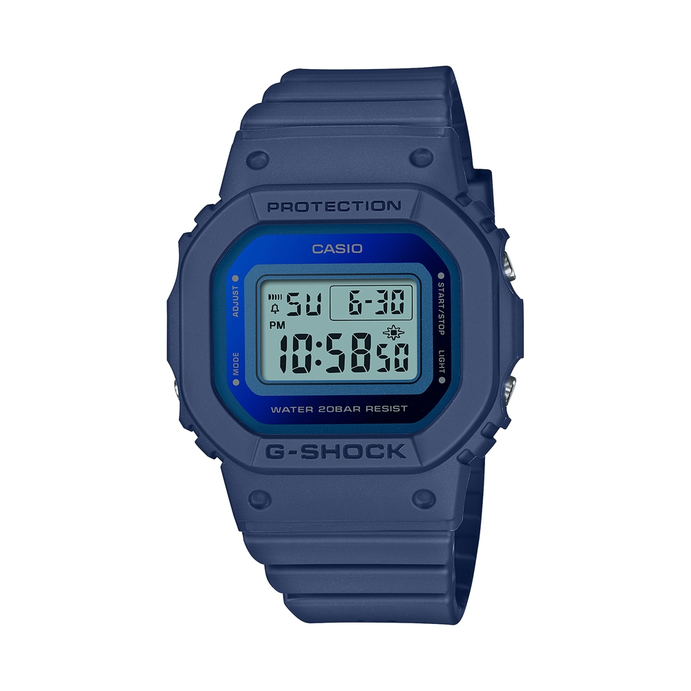 CASIO 卡西歐G-SHOCK  時尚方形金屬表面電子錶-藍色(GMD-S5600-2 )