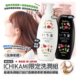 日本製造kracie 葵緹亞 ICHIKAMI限定洗潤組 (光滑柔順) 洗髮潤髮