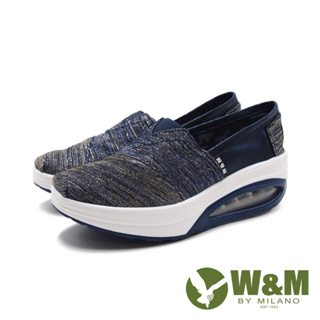 W&M(女)BOUNCE減壓氣墊款 增高厚底休閒鞋 女鞋－藍色(另有黑色)