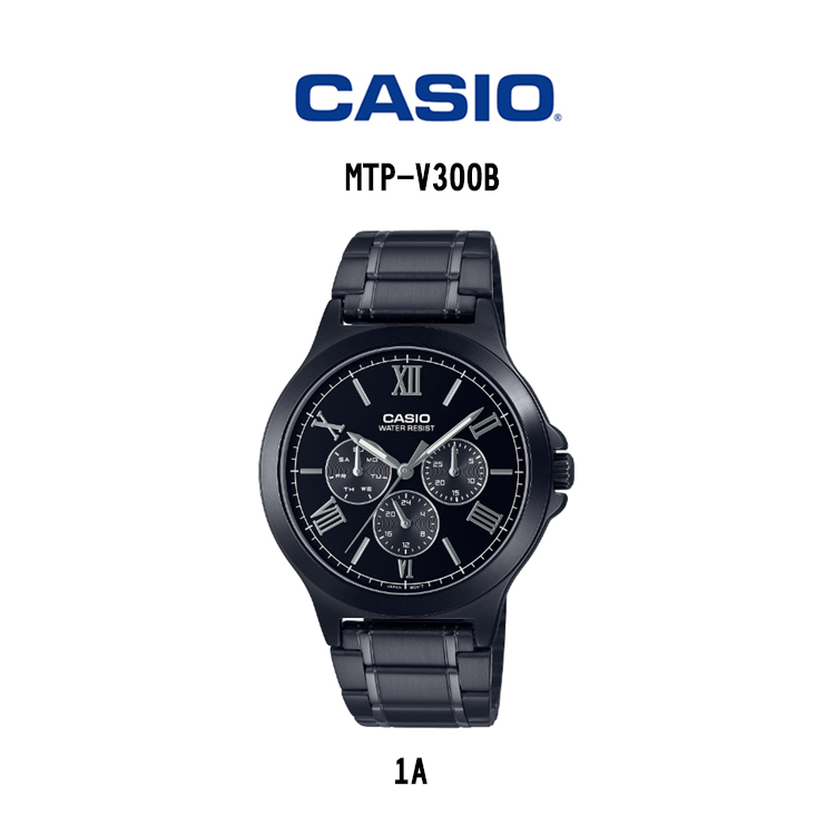 【WANgT】CASIO 卡西歐 MTP-V300B 經典星期指針三眼不鏽鋼腕錶