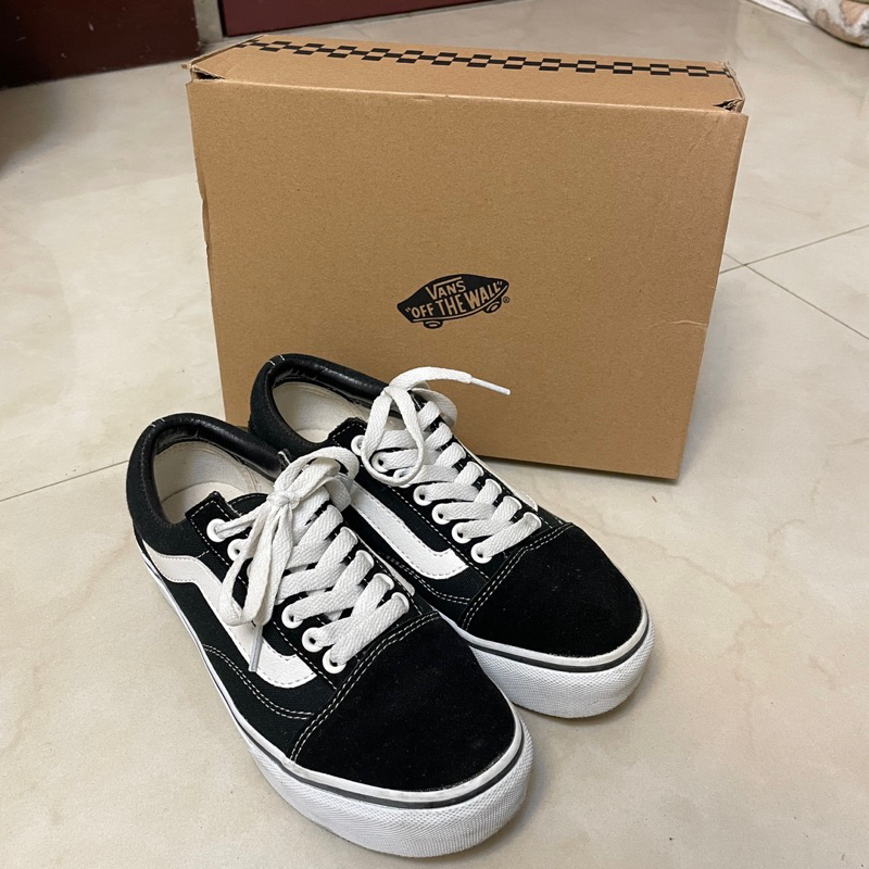 VANS Old Skool DX V36 Plat 厚底 黑白 23.5cm 滑板鞋