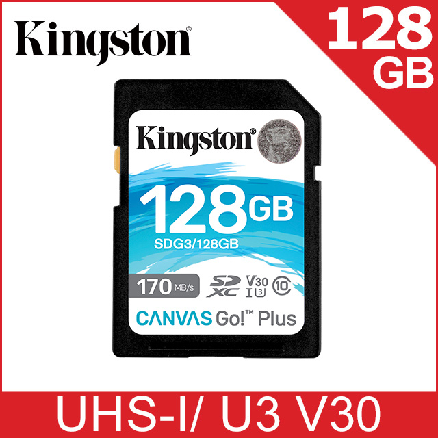 Kingston 128GB SDXC Canvas Go Plus 170R C10 UHS-I U3 V30