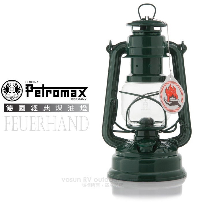 【Petromax】經典 Feuerhand火手 古典煤油燈具(鍍鋅鋼板_SCHOTT燈罩).工業風裝飾_蘚苔綠_276