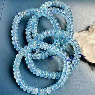 小極品-螢光感冰透有色度 海藍寶單圈7/8mm+（單圈）盤珠饅頭珠 手珠手鍊DIY串珠隔珠