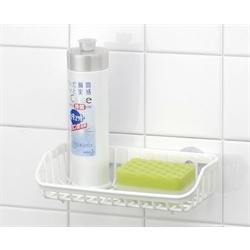 <現貨>日本製 INOMATA 吸盤式線條型海綿架 (白) 瀝水籃 菜瓜布架 瀝水盤 置物架 瀝乾 收納 廚房收納 海綿