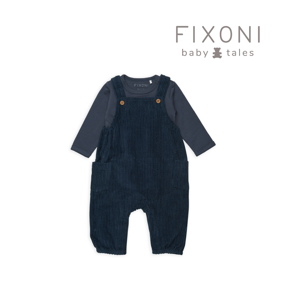 Brands4Kids 人生劇作家-燈芯絨吊帶褲套裝(藍)_Fixoni系列(4種尺寸可選)