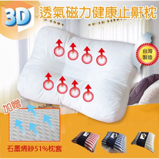 MIT 3D多用途8顆磁石磁力超紓壓靠墊止鼾枕 (每顆枕頭在標配印防蜹標示圖防蜹套並升級附贈石墨烯紗51%枕套送完為止)