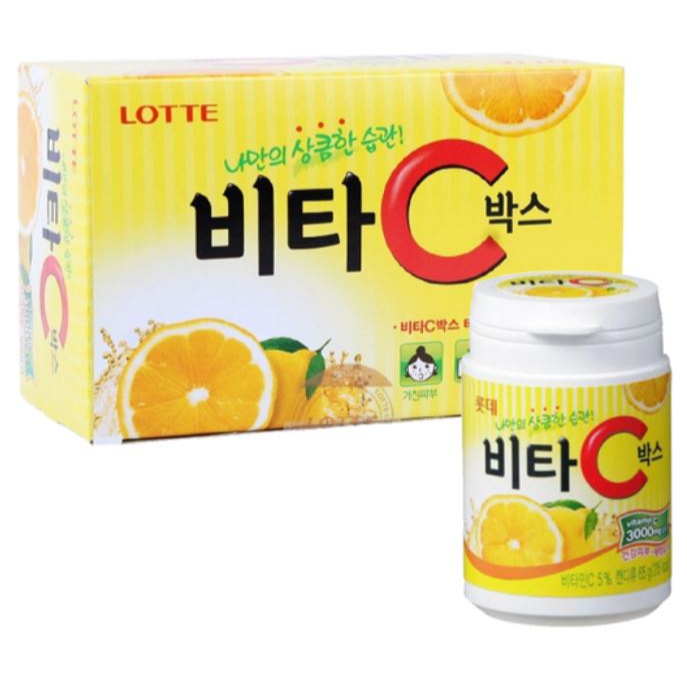 韓國Lotte樂天 維他命C糖果 65g隨身罐 食尚玩家莎莎推薦