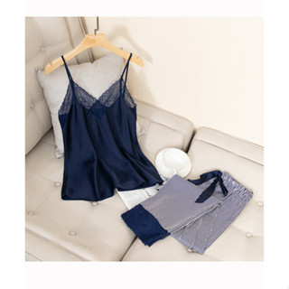 💕必敗時尚 舒適冰絲條紋舒適二件式睡衣居家服💕