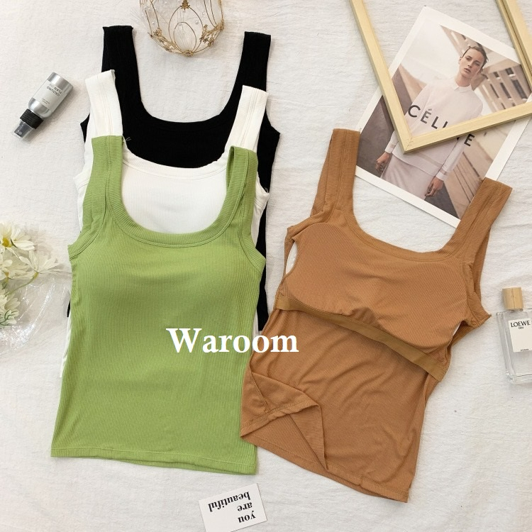 Waroom|售完不補 M13 韓系大U領帶胸墊美背上衣|女裝|冰絲涼感|運動背心|內衣|背心|Bratop|無袖上衣