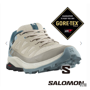 【SALOMON 法國】女OUTRISE GTX低筒登山鞋『羽毛灰/石頭藍/藍』471427 登山鞋 健行鞋 多功能鞋