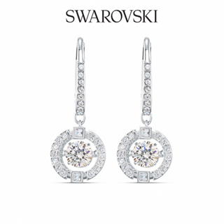 SWAROVSKI 施華洛世奇 Sparkling Dance 水滴形耳環 圓形切割, 白色, 鍍白金色