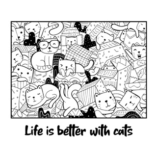 Life is better with cats 中性短袖T恤 8色 原創狗貓寬鬆情侶潮T班服禮物團體服活動上衣女裝男裝