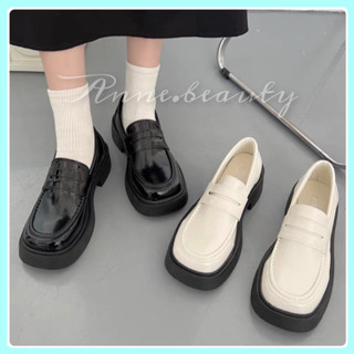 ［Anne.beauty] ☆現貨商品+預購☆素面撞色樂福鞋 學生鞋 學院風 懶人鞋 小皮鞋 時尚厚底鞋 樂福鞋