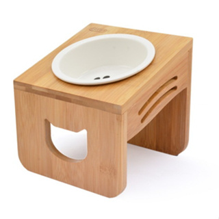【優米卡】優米卡"斜口"木頭碗架+陶瓷碗-柴夫人寵物館