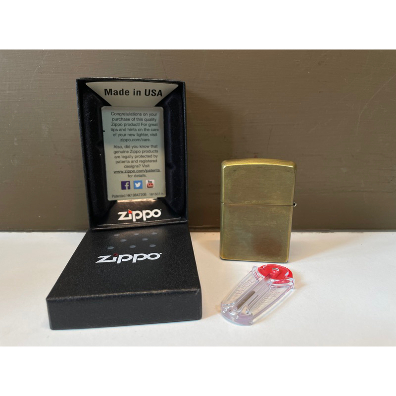 Zippo打火機 二手 髮絲紋 金色 附贈三枚打火石 zippo